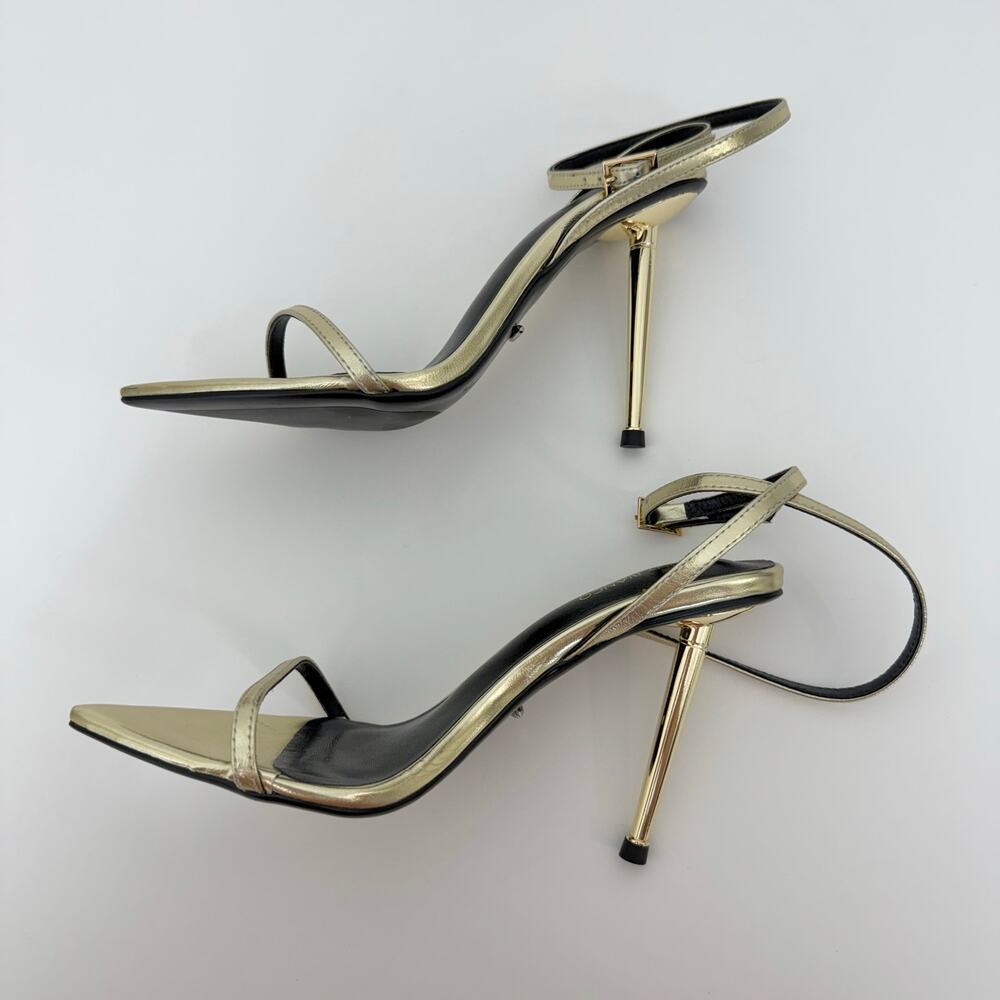 Tony Bianco Myra Sandal Heels Gold Metallic Nappa Leather Size 6 - Picture 5 of 11